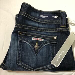 Hudson NEW womens jeans 32x31 petite bootcut dark wash stretchy y2k flap pockets
